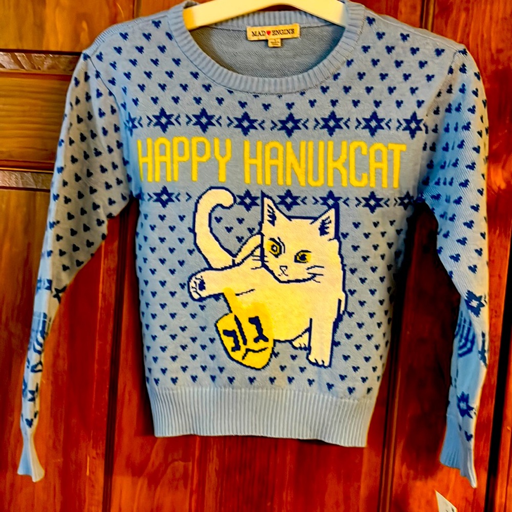 New Happy Hanukcat Mad Engine Girls Sweater 6-6X NWT
